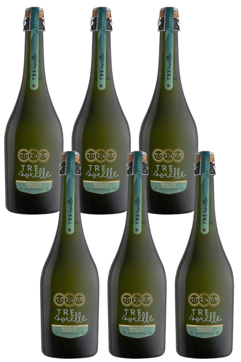 Caixa de Espumante Moscatel Branco Tre Sorelle (6un)