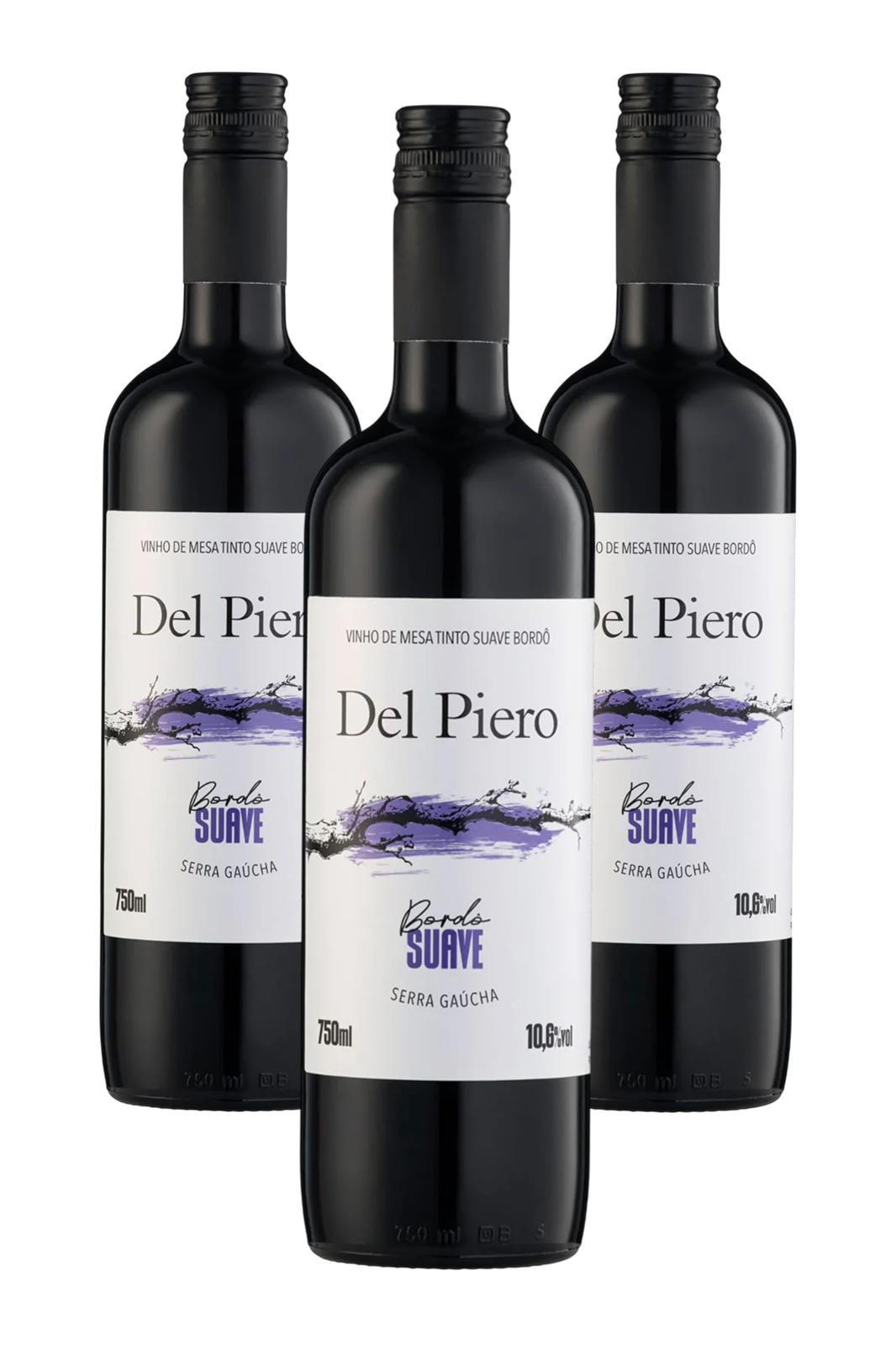 Kit 3 Vinho de Mesa Bordo Suave 750ml